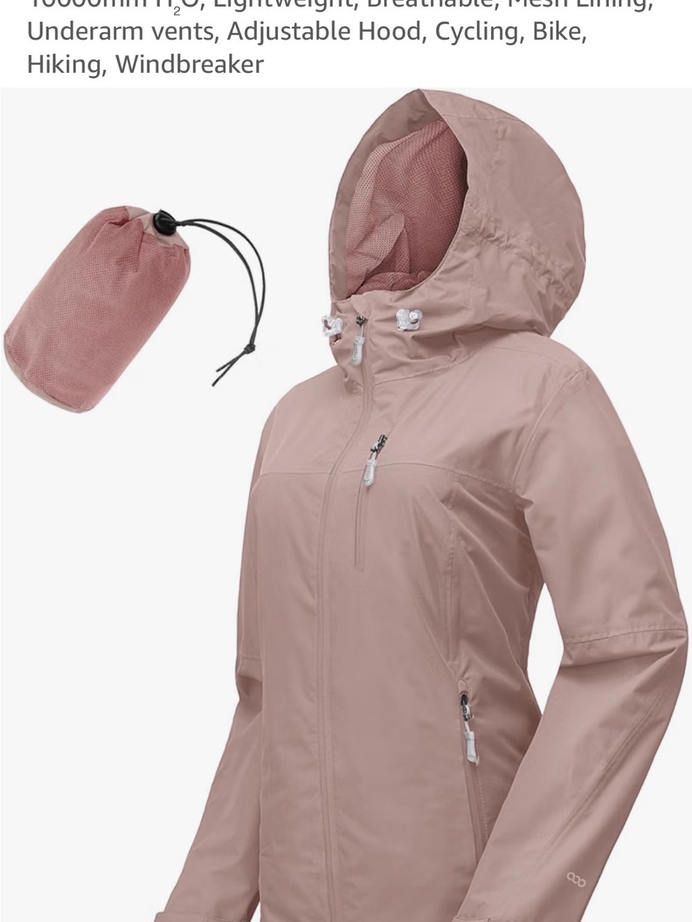 33,000ft Women’s Waterproof Rain Jacket Dusty Rose Pink XXL